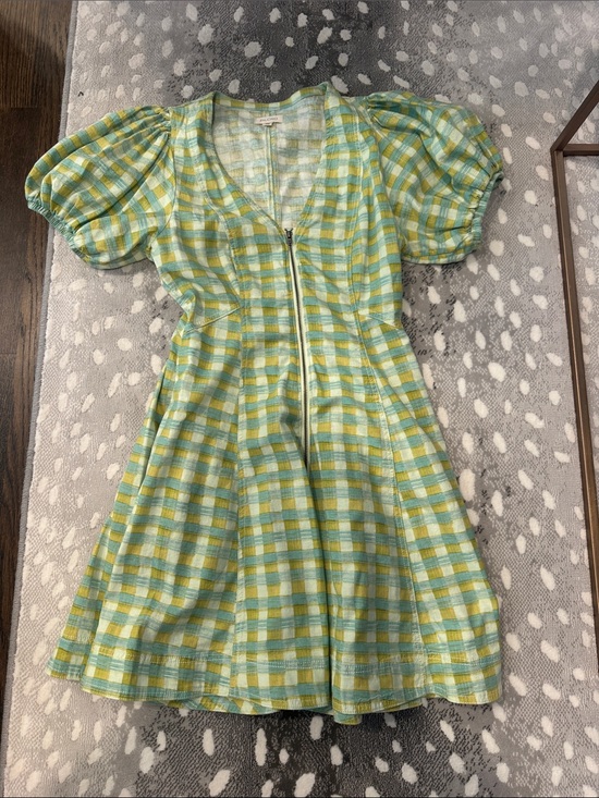 Anthropologie Dresses & Skirts - Anthropologie Yellow and Green Plaid Zip-Front Dress